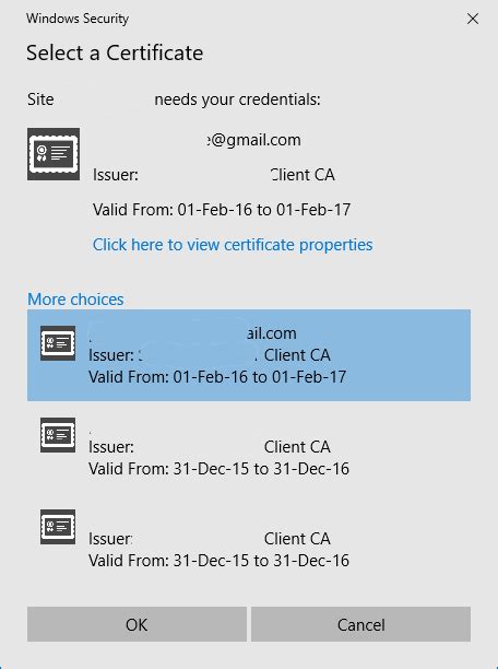 java smart card does not show all certificates for choosing|Order of client certificates in the 'Select a certificate' dialog in .